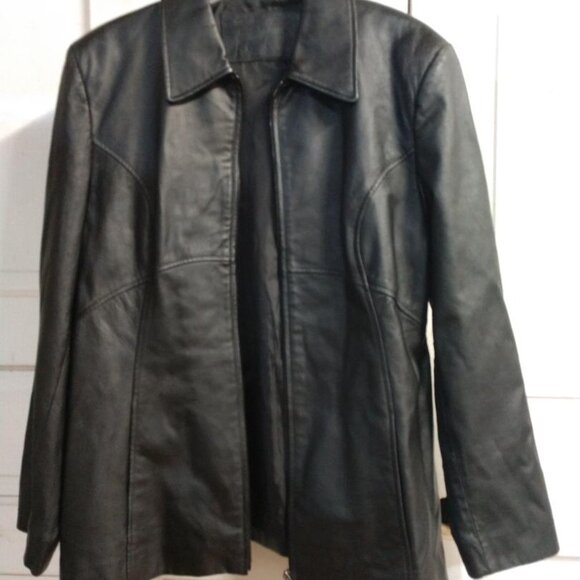 Black Leather Jacqueline Ferrar Jacket Size Large - Picture 4 of 10